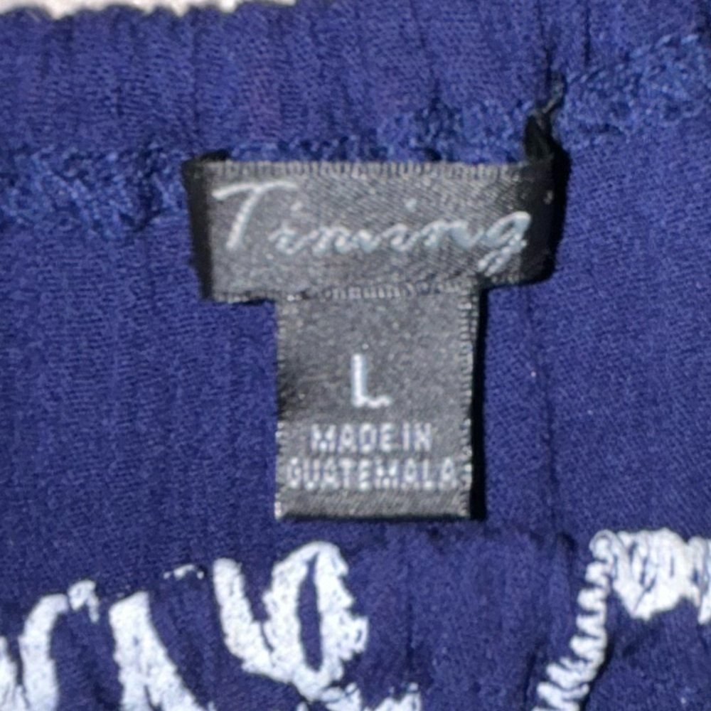 Navy Cami Tank Top with White Embroidery Sz Large by Tining - Picture 10 of 10